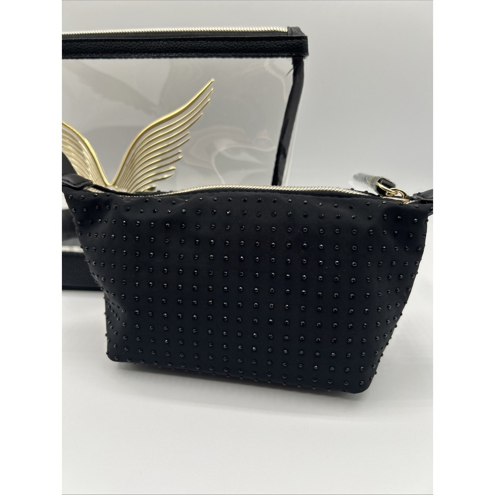 Victoria's Secret Clear Makeup Bag 2 Piece Angel Wings Rhinestone Pouch NWT - Picture 3 of 11